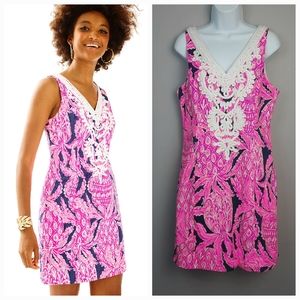 Lilly Pulitzer Gabby Shift Dress in Bright Navy Coco Safari size 10